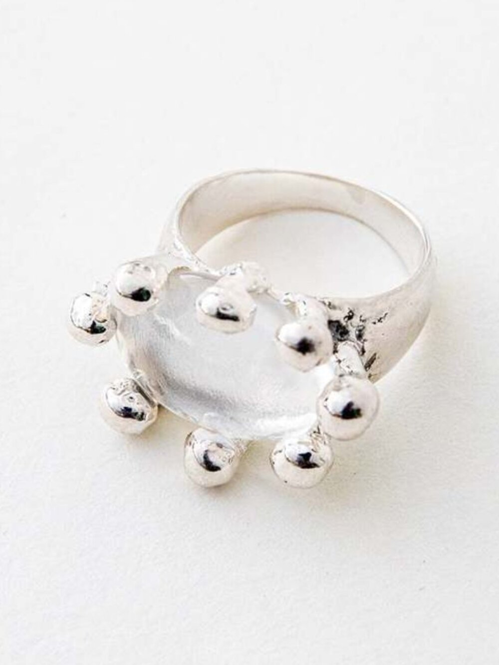 Mondo Mondo Diva Ring Sterling Silver Glass Stone